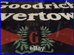 Vintage Goodrich Silvertown Porcelain Flange Sign Gas Oil Goodyear Original Old
