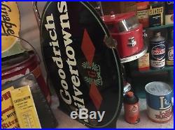 Vintage Goodrich Silvertown Porcelain Flange Sign Gas Oil Goodyear Original Old