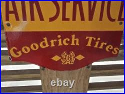 Vintage Goodrich Tires Air Service Porcelain Sign Car Gas Truck Motorcycle 10×8