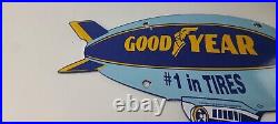 Vintage Goodyear Blimp Sign Porcelain Gas Service Tires Advertising Sign Vintage Goodyear Blimp Sign Porcelain Gas Service Tires Advertising Sign