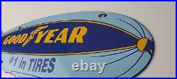 Vintage Goodyear Blimp Sign Porcelain Gas Service Tires Advertising Sign Vintage Goodyear Blimp Sign Porcelain Gas Service Tires Advertising Sign
