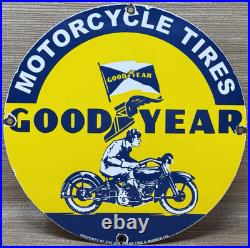 Vintage Goodyear Motorcycle Tires Porcelain Sign Gas Oil Continental Michelin