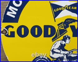 Vintage Goodyear Motorcycle Tires Porcelain Sign Gas Oil Continental Michelin