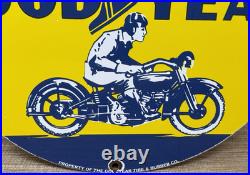 Vintage Goodyear Motorcycle Tires Porcelain Sign Gas Oil Continental Michelin