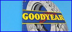 Vintage Goodyear Tires Porcelain Gas Oil 12 Aviation Service Station Pump Sign