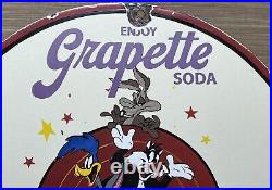 Vintage Grapette Soda Porcelain Sign Service Station Pop Looney Tunes Dew Cola