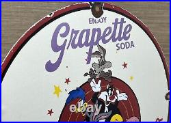 Vintage Grapette Soda Porcelain Sign Service Station Pop Looney Tunes Dew Cola