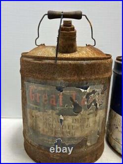 Vintage Great Lakes Heavy Duty 5 Gallon Motor Oil Estate Gas Station Collectible