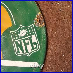 Vintage Green Bay NFL Packers Gasoline Oil Gas Pump Enamel Porcelain Sign