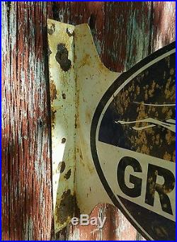 Vintage Greyhound flange bus station metal sign gas oil garage rare