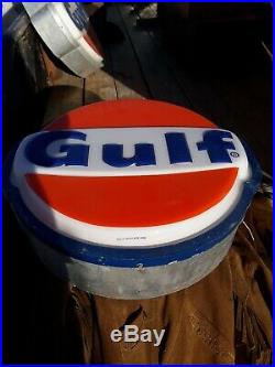 Vintage Gulf Oil Gas Dealer Lighted Sign 1983 WORKS