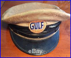 Vintage Gulf Oil Service Station Pump Attendant Gas Advertising Hat Cap