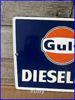 Vintage Gulf Oil Sign Porcelain Pump Plate Dieselect Pump Plate