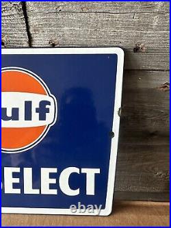 Vintage Gulf Oil Sign Porcelain Pump Plate Dieselect Pump Plate