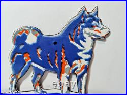 Vintage HUSKY Gasoline Motor Oils Porcelain Enamel Sign 12 x 8 Inch