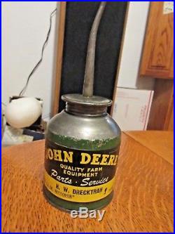 Vintage HW Drecktrah JOHN DEERE Equipment West Salem Wisconsin DEALER OIL CAN