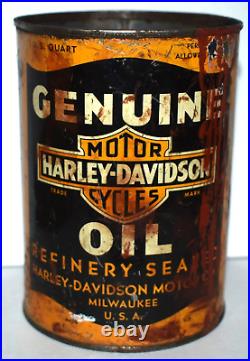 Vintage Harley Davidson HD Motorcycle Quart Tin Advertising Tin Motor Oil Can