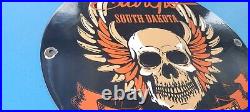 Vintage Harley Davidson Motorcycle Porcelain Gas Oil Skull Bike Nd Sturgis Sign