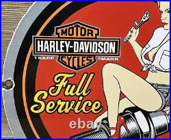 Vintage Harley Davidson Motorcycle Porcelain Sign Gas Oil Garage Repair Service