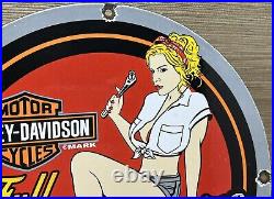 Vintage Harley Davidson Motorcycle Porcelain Sign Gas Oil Garage Repair Service