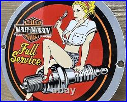 Vintage Harley Davidson Motorcycle Porcelain Sign Gas Oil Garage Repair Service