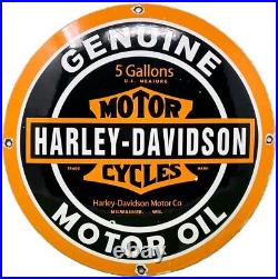 Vintage Harley Davidson Motorcycles Porcelain Convex Sign Gas Oil Dealership