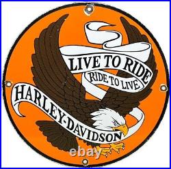 Vintage Harley Davidson Motorcycles Porcelain Convex Sign Gas Oil Dealership