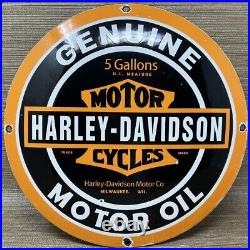 Vintage Harley Davidson Motorcycles Porcelain Convex Sign Gas Oil Dealership