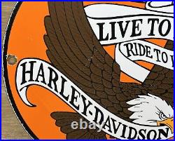 Vintage Harley Davidson Motorcycles Porcelain Convex Sign Gas Oil Dealership