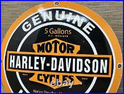 Vintage Harley Davidson Motorcycles Porcelain Convex Sign Gas Oil Dealership