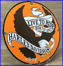 Vintage Harley Davidson Motorcycles Porcelain Convex Sign Gas Oil Dealership