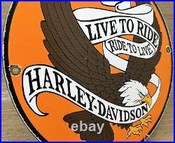 Vintage Harley Davidson Motorcycles Porcelain Convex Sign Gas Oil Dealership