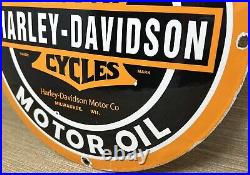 Vintage Harley Davidson Motorcycles Porcelain Convex Sign Gas Oil Dealership