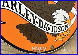 Vintage Harley Davidson Motorcycles Porcelain Convex Sign Gas Oil Dealership