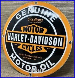 Vintage Harley Davidson Motorcycles Porcelain Convex Sign Gas Oil Dealership