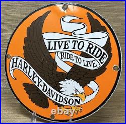 Vintage Harley Davidson Motorcycles Porcelain Convex Sign Gas Oil Dealership