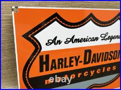 Vintage Harley Davidson Motorcycles Porcelain Dealership Sign Gas Oil Quality