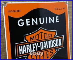 Vintage Harley Davidson Motorcycles Porcelain Dealership Sign Gas Oil Quality