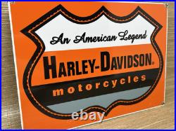 Vintage Harley Davidson Motorcycles Porcelain Dealership Sign Gas Oil Quality