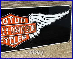Vintage Harley Davidson Motorcycles Porcelain Dealership Sign Gas Oil Quality Vintage Harley Davidson Motorcycles Porcelain Dealership Sign Gas Oil Quality