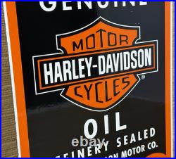 Vintage Harley Davidson Motorcycles Porcelain Dealership Sign Gas Oil Quality