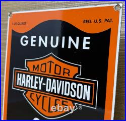 Vintage Harley Davidson Motorcycles Porcelain Dealership Sign Gas Oil Quality