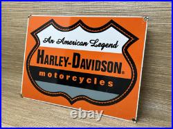 Vintage Harley Davidson Motorcycles Porcelain Dealership Sign Gas Oil Quality