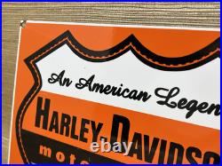 Vintage Harley Davidson Motorcycles Porcelain Dealership Sign Gas Oil Quality