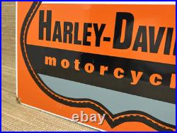 Vintage Harley Davidson Motorcycles Porcelain Dealership Sign Gas Oil Quality