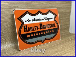 Vintage Harley Davidson Motorcycles Porcelain Dealership Sign Gas Oil Quality