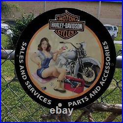 Vintage Harley Davidson Motorcycles Sales And Services Porcelain Gas & Oil Sign