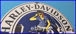 Vintage Harley Davidson Motorcycles Sign Police Biker Gas Girl Porcelain Sign