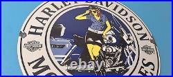 Vintage Harley Davidson Motorcycles Sign Police Biker Gas Girl Porcelain Sign