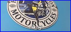 Vintage Harley Davidson Motorcycles Sign Police Biker Gas Girl Porcelain Sign